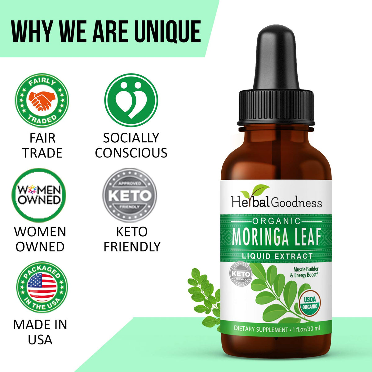 Herbal Goodness Organic Moringa Extract Liquid Drops - 12 Fl Oz - image 6