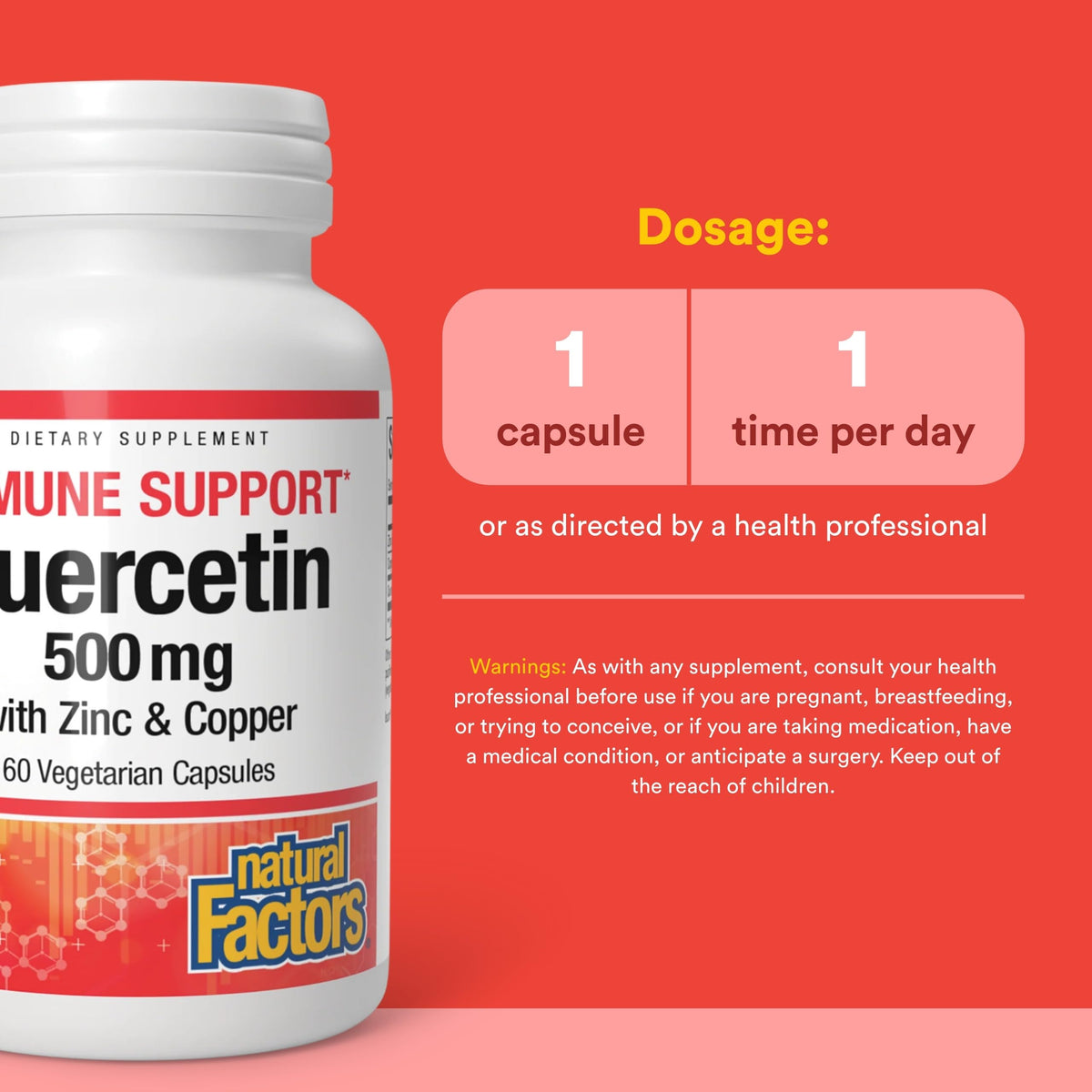 Natural Factors Quercetin with Zinc & Copper - 60 Vegetarian Capsules - image 3