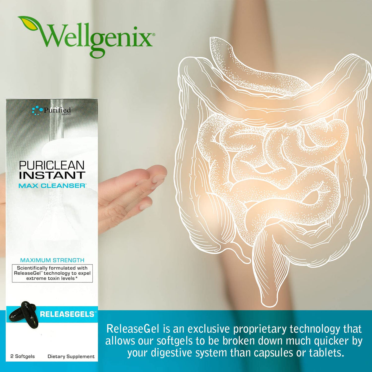Wellgenix Puriclean Instant Max Cleanser Releasegel - 2 Softgels - image 3