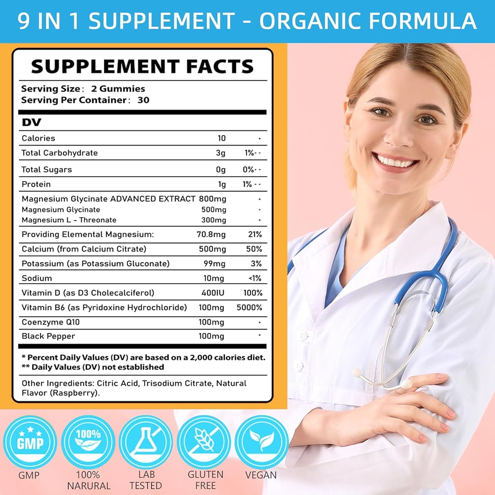 OrgEnthium Magnesium Glycinate Gummies 500mg - 60 Count - image 2