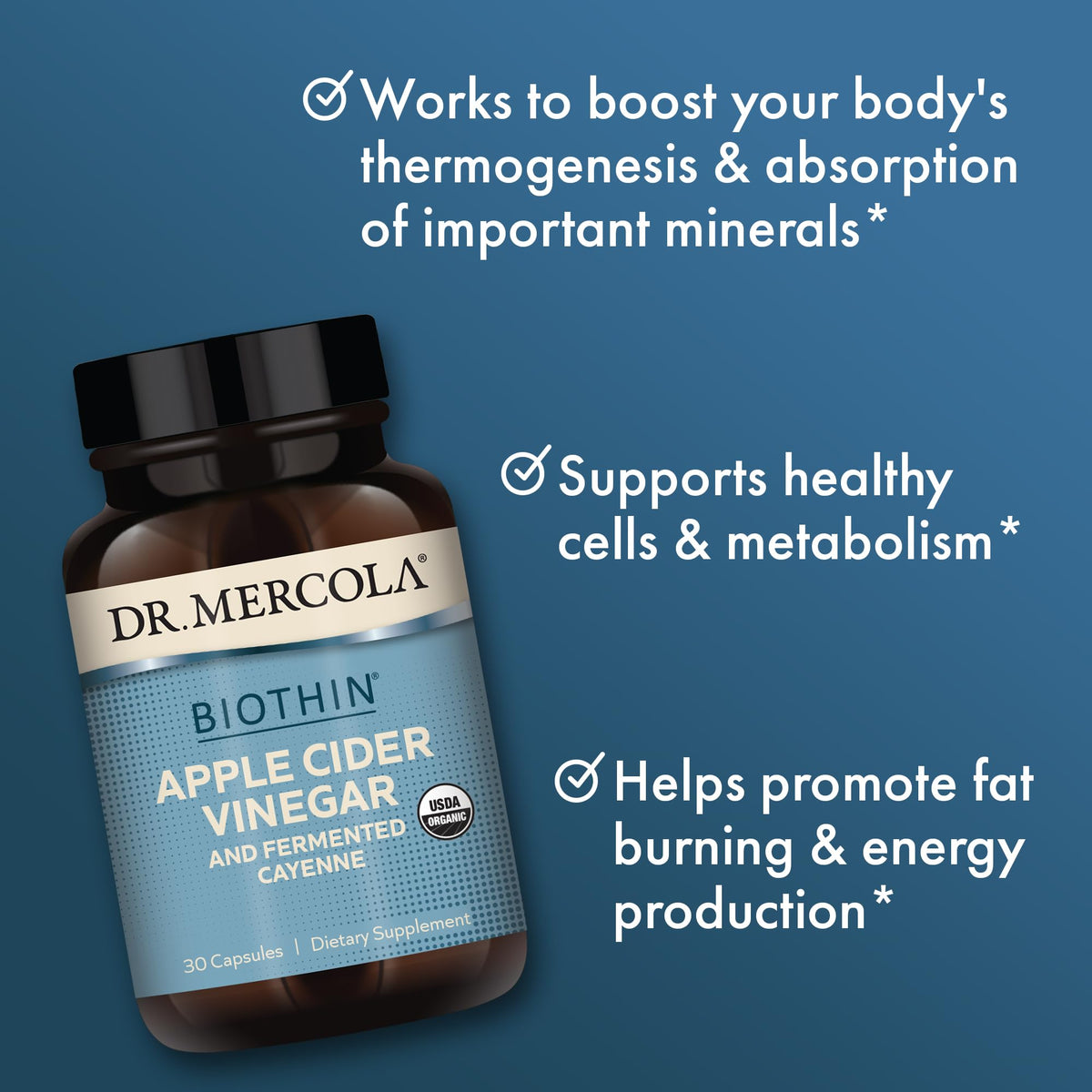 Dr. Mercola Biothin Apple Cider Vinegar & Cayenne - 30 Capsules - image 4
