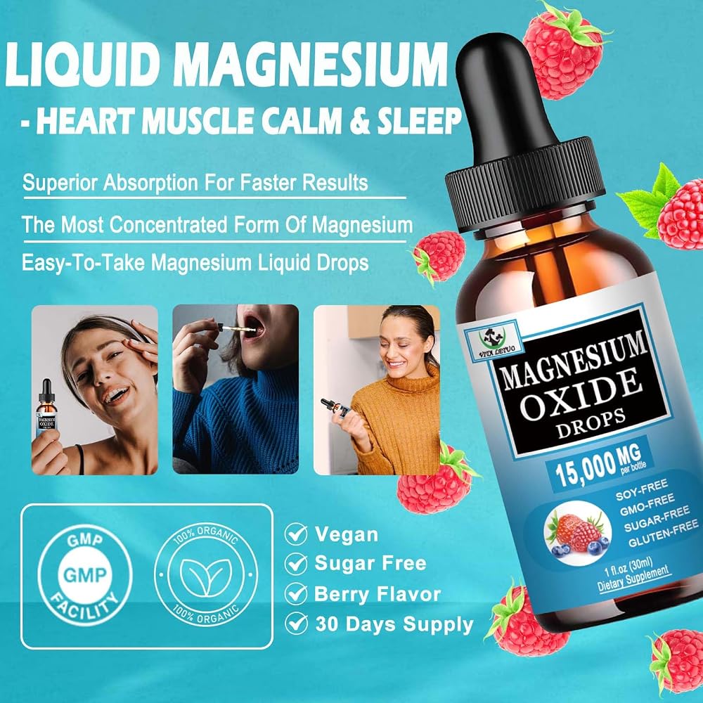 Vita Letuo Magnesium Oxide 500mg Liquid Drops for Sleep - 1 Fl Oz - image 4