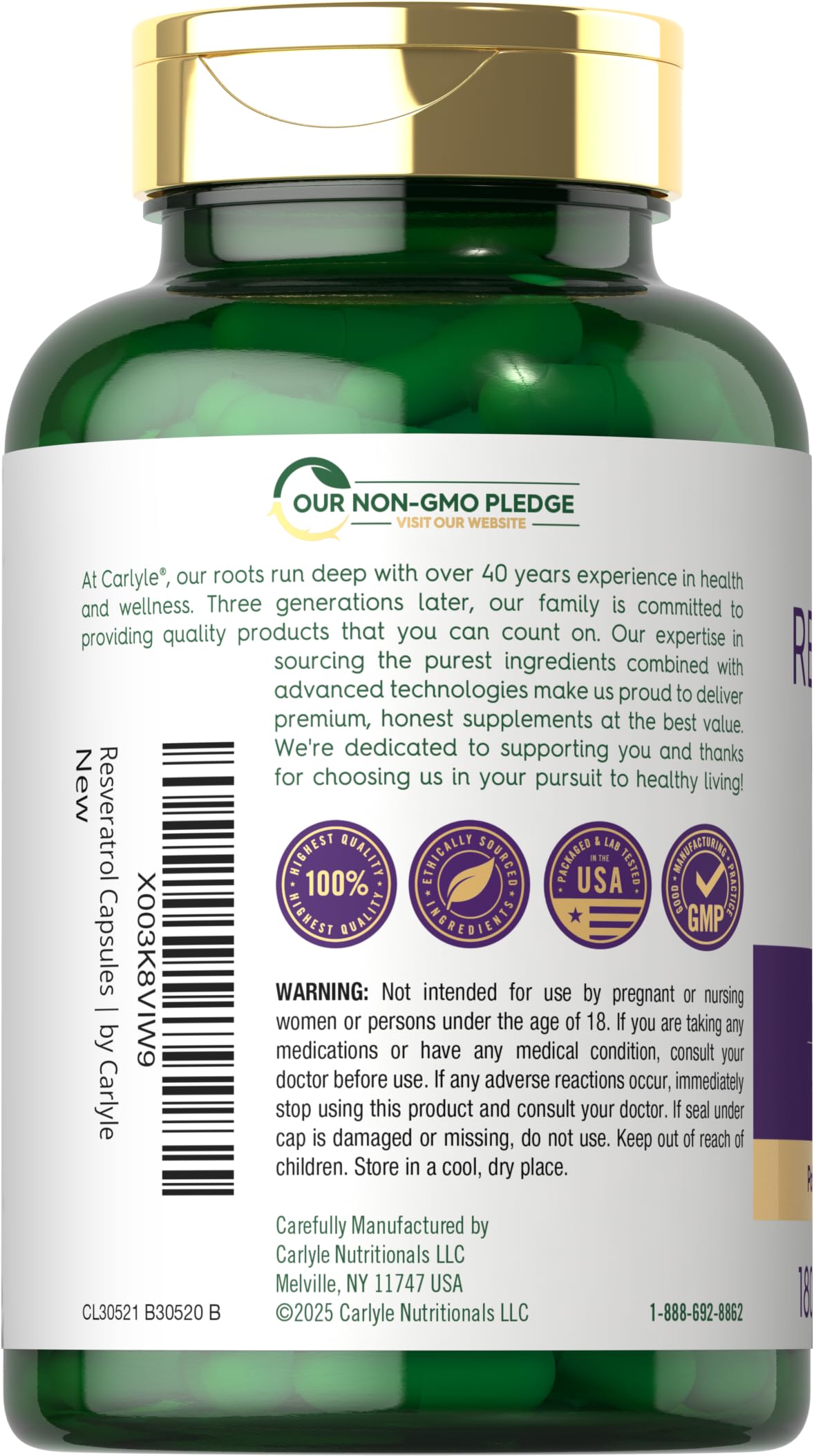 Carlyle Resveratrol Complex - 180 Capsules - image 3