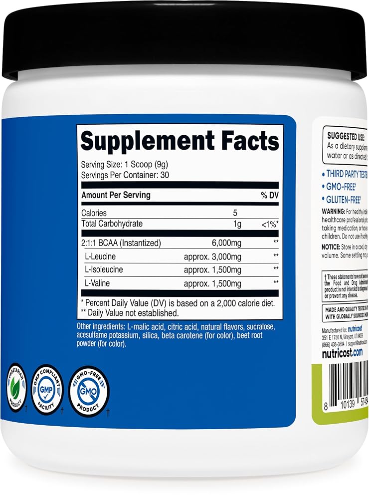 Nutricost BCAA Powder- 2:1:1
