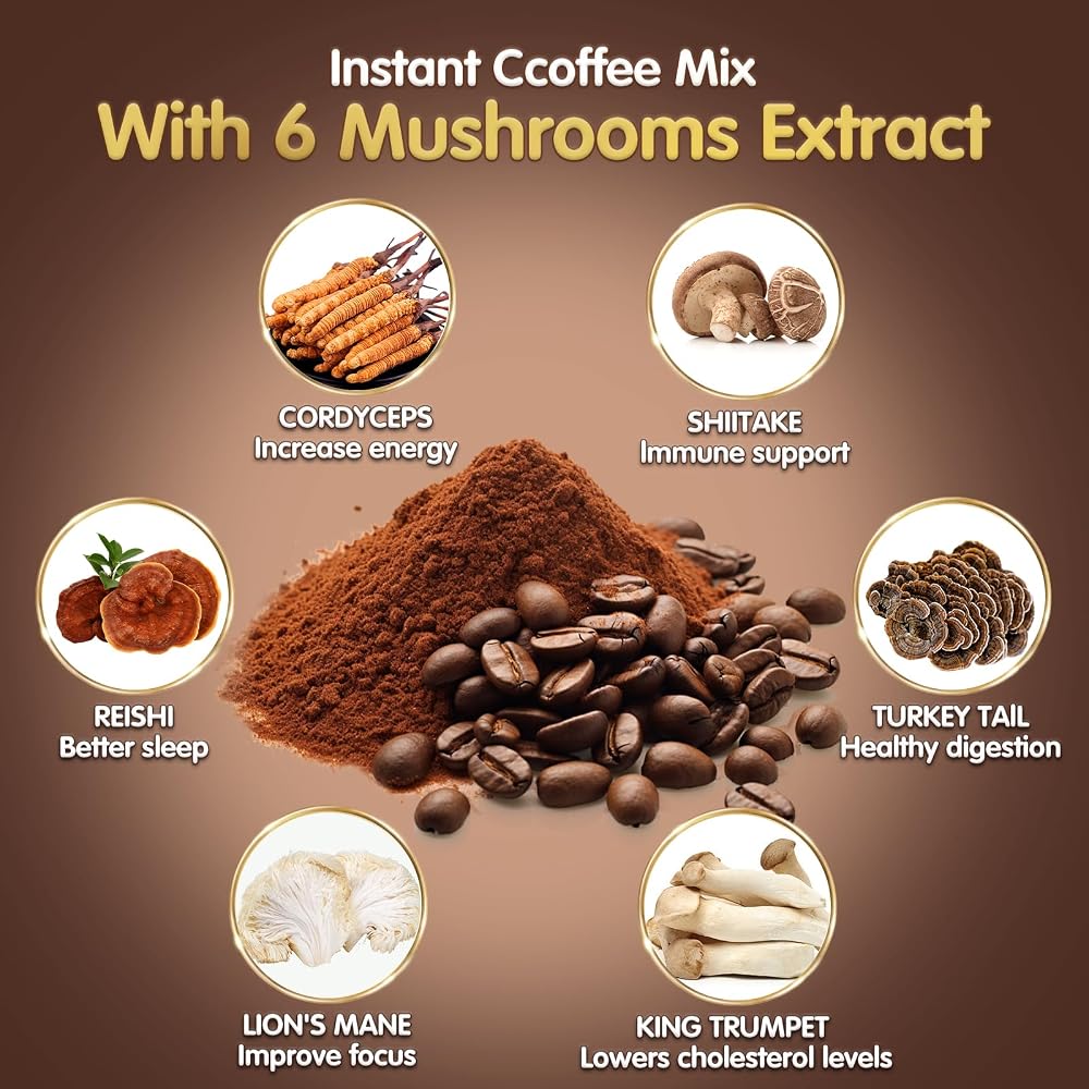 Balincer Mushroom Coffee, 6 Adaptogenic Mushrooms (Lion's Mane