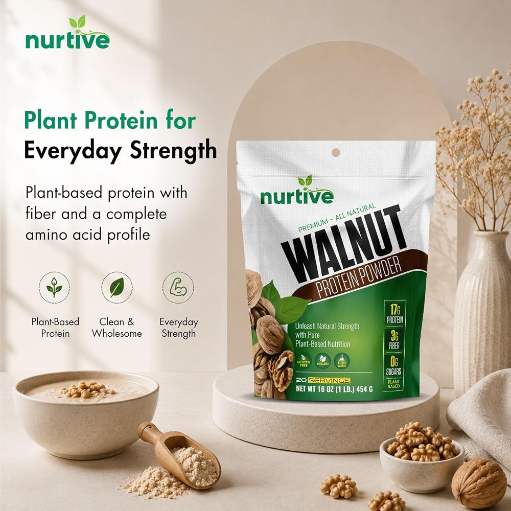 NURTIVE Walnut Protein Powder - Plant-Based - 20 Servings - image 2