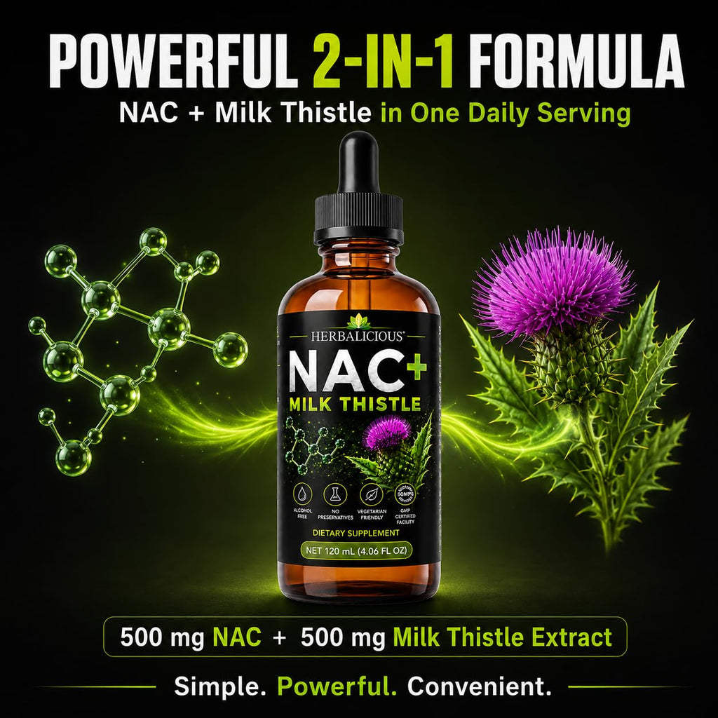 HERBALICIOUS Milk Thistle Extract with NAC Liver Support - 4 Fl Oz - image 3