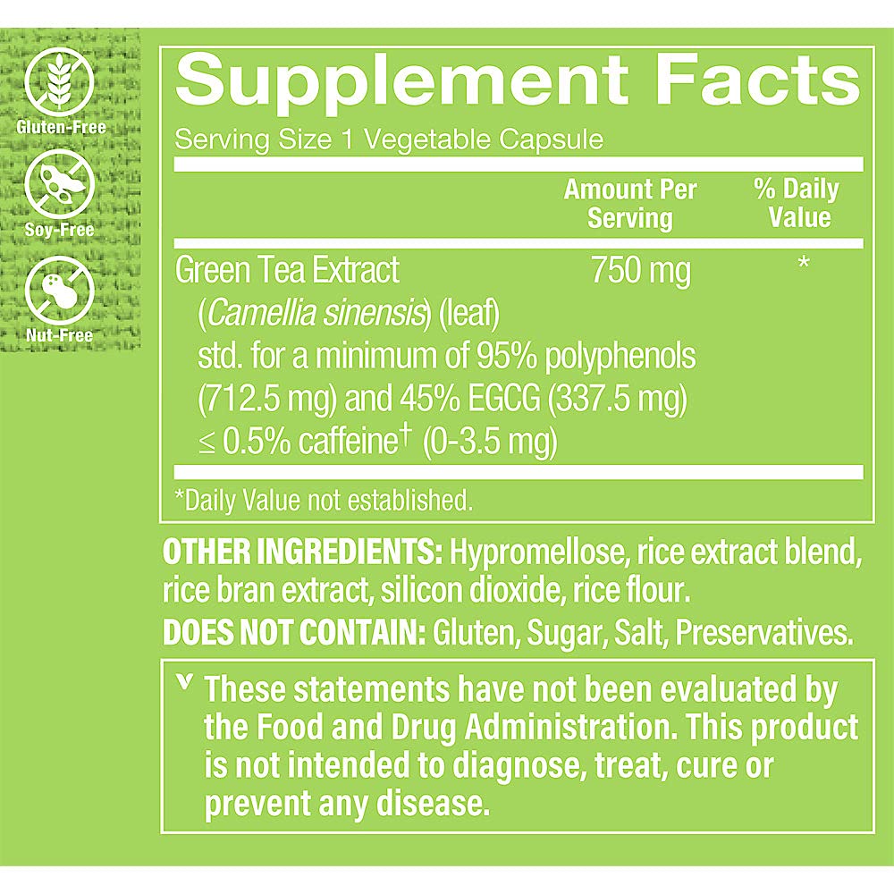 The Vitamin Shoppe Green Tea Extract 750mg - Fat Metabolism