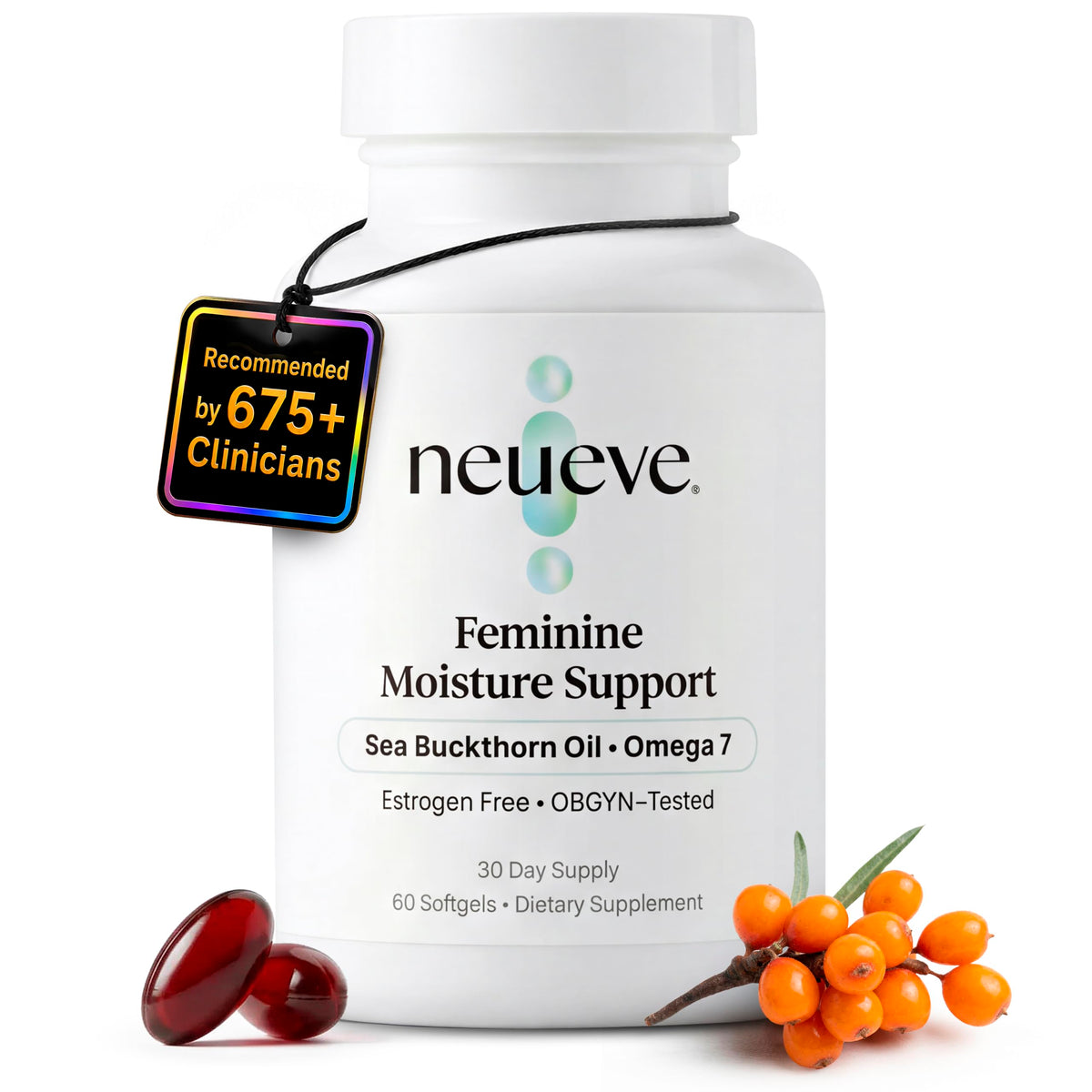 NeuEve Feminine Moisture Support with Sea Buckthorn Oil - 60 Softgels
