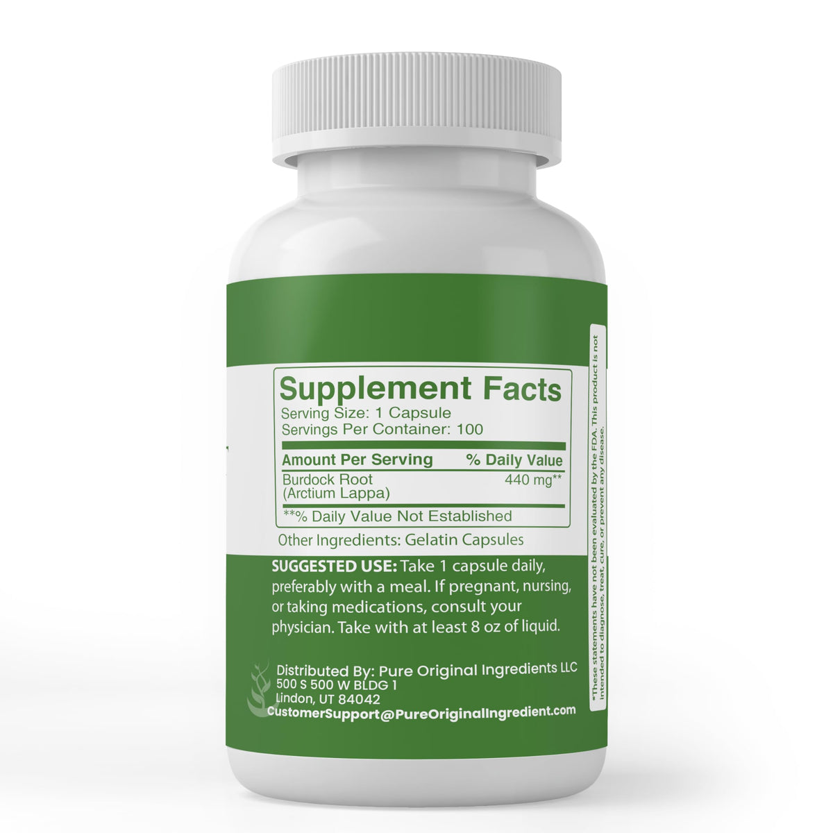 PURE ORIGINAL INGREDIENTS Burdock Root - 100 Capsules - image 2