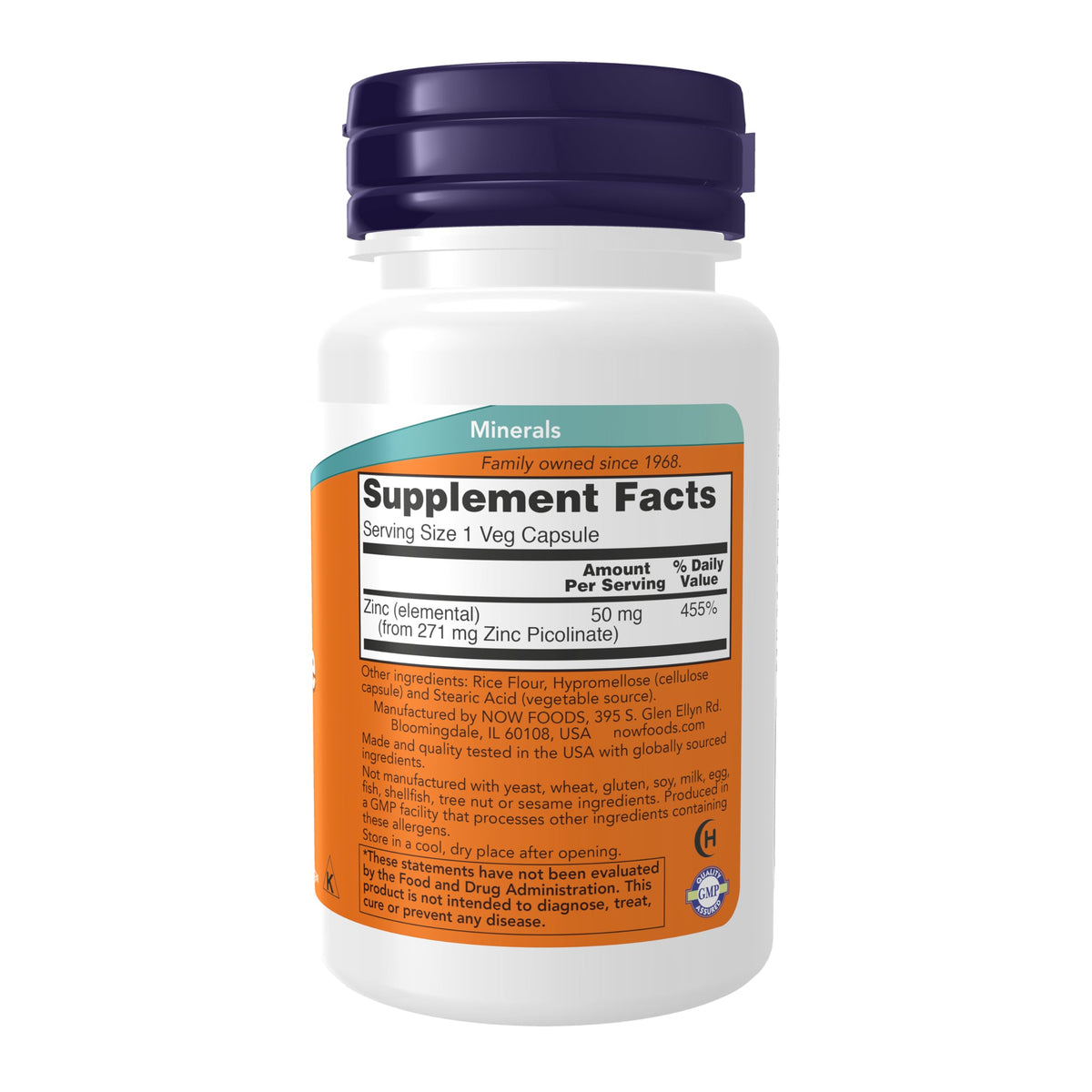 NOW Supplements Zinc Picolinate 50 mg Immune Support - 60 Vegetarian Capsules - image 2