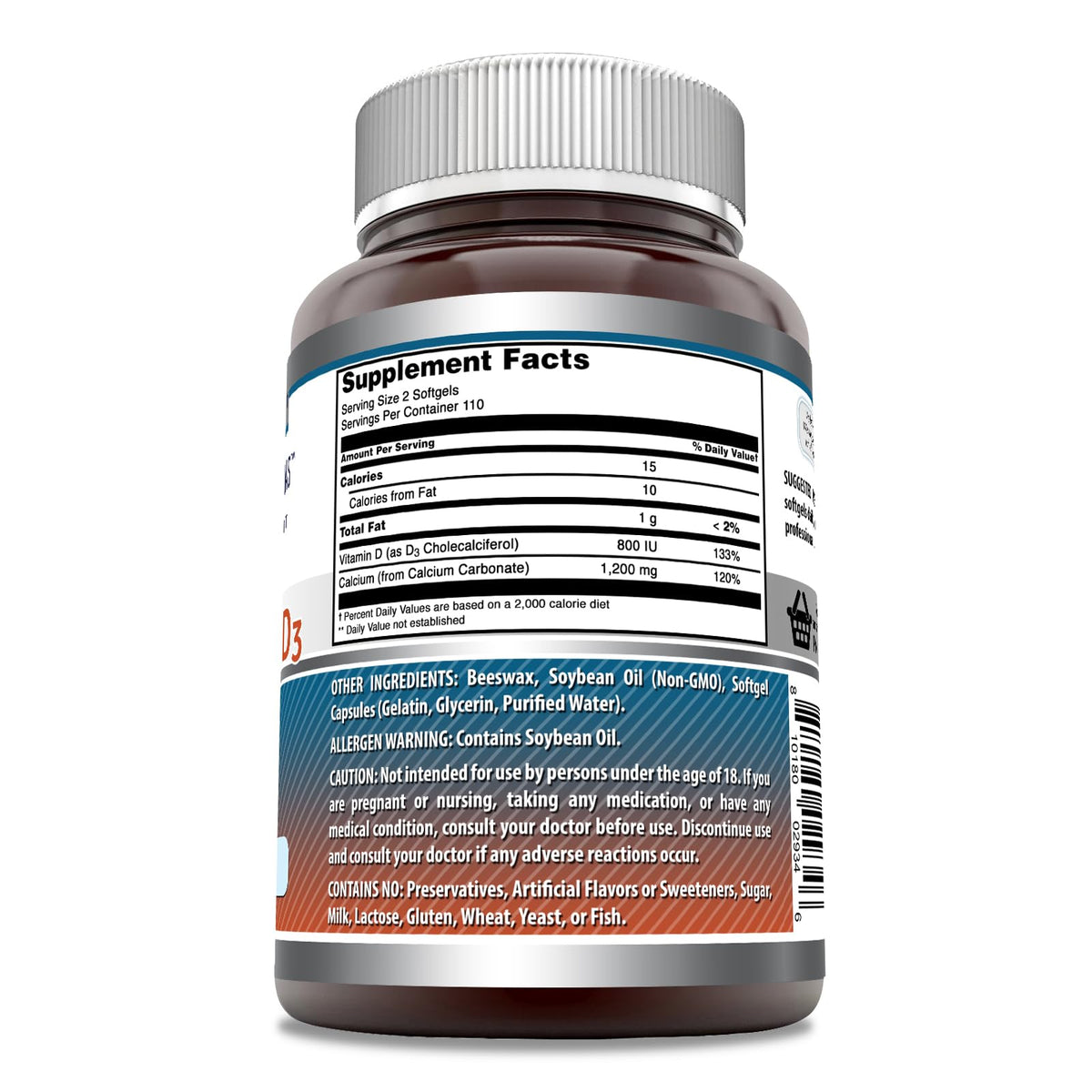 Amazing Nutrition Calcium with Vitamin D3 - 220 Softgels - image 3