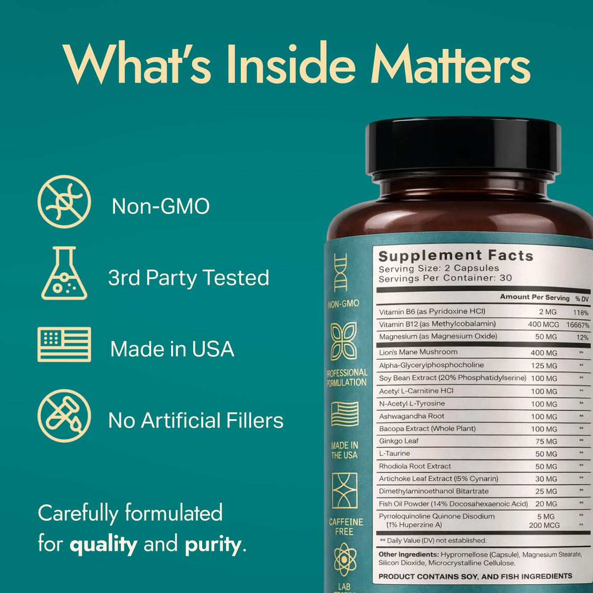 Purely Optimal Brain Booster with Alpha GPC & Ginkgo - 60 Capsules - image 4