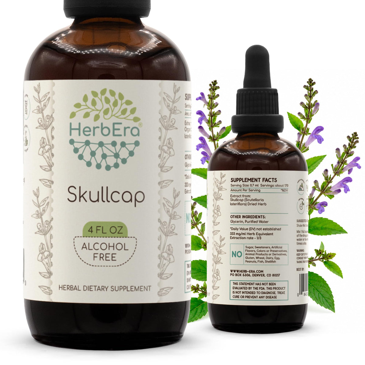 HerbEra Skullcap Alcohol-Free Herbal Extract Tincture