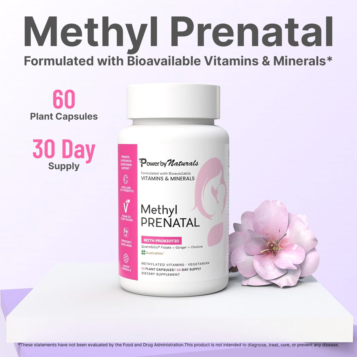 Power By Naturals Methyl Prenatal with Probiotics - 60 Capsules - image 10