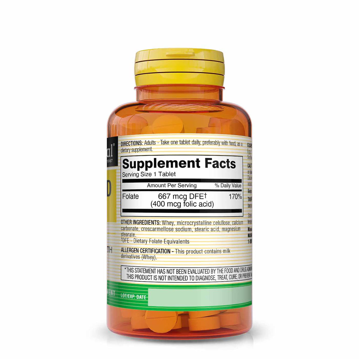 MASON NATURAL Folic Acid 400 mcg Prenatal Supplement - 300 Tablets - image 2