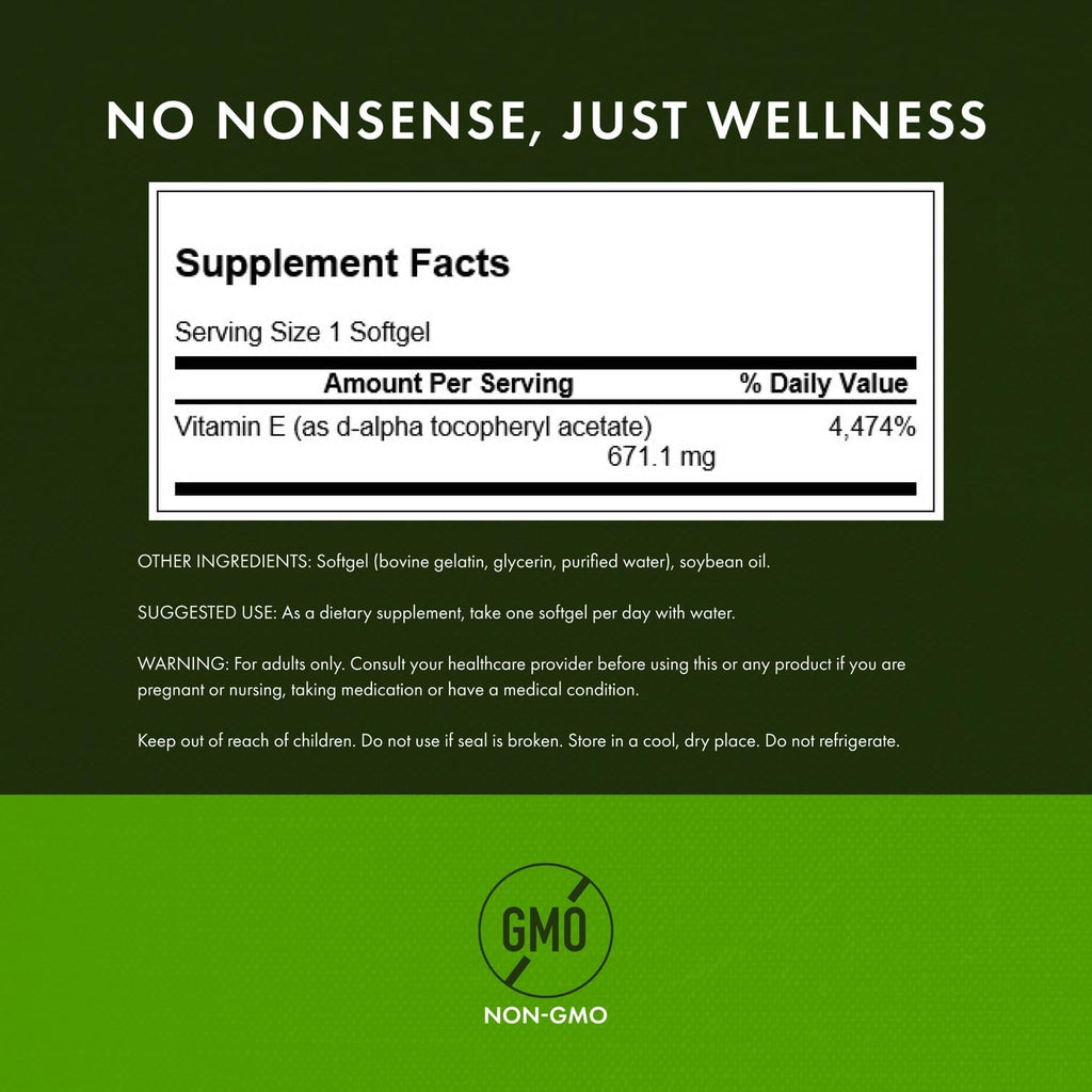 Swanson Natural Vitamin E 1000 IU - 500 Softgels (2 Pack) - image 2