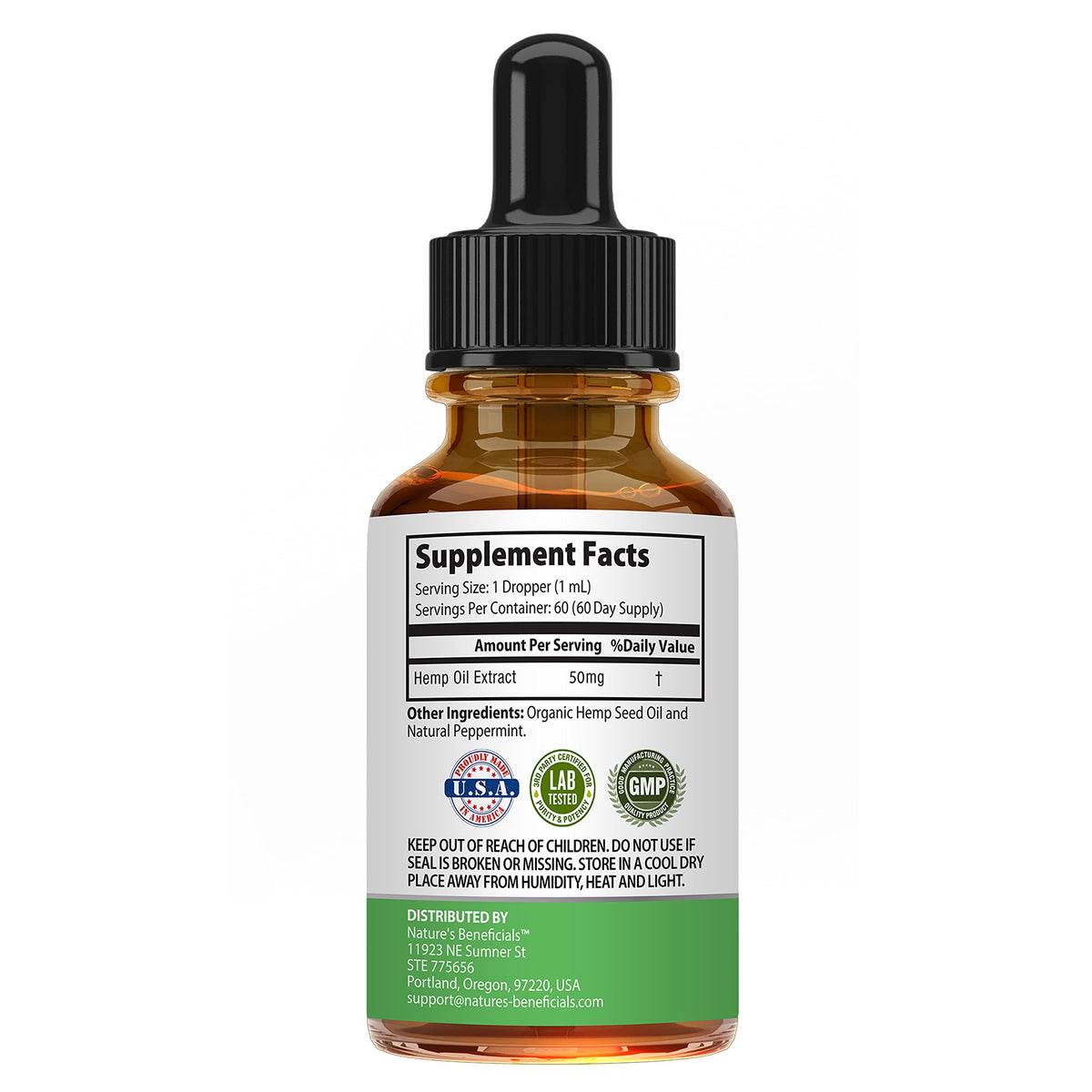Nature's Beneficials Organic Hemp Oil Extract Drops 3000mg - 2 Fl Oz - image 3