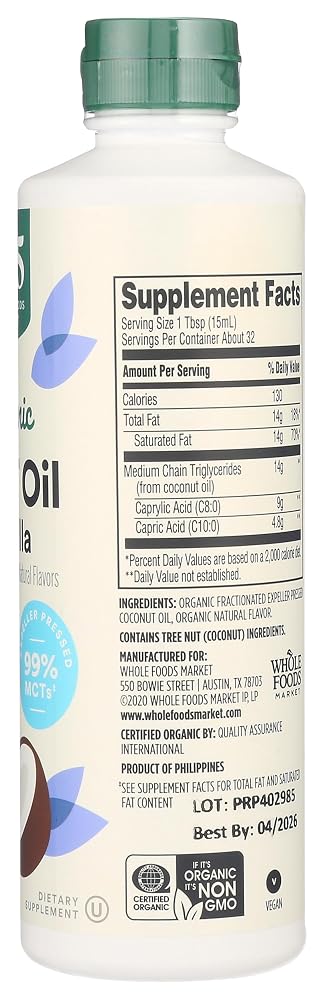 365 by Whole Foods Market Organic Vanilla MCT Oil - 16 Fl Oz - image 5