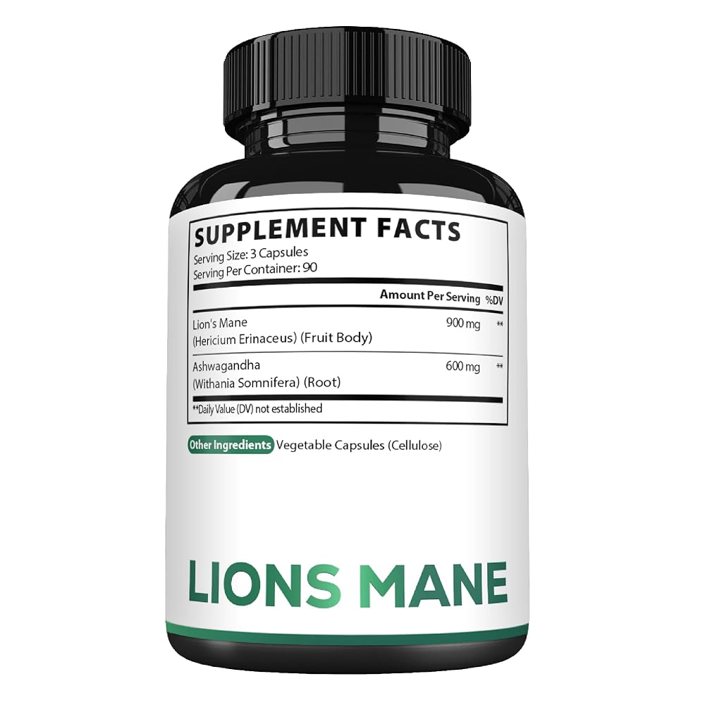 Satoomi Lions Mane Supplement with Ashwagandha and Ginkgo Biloba