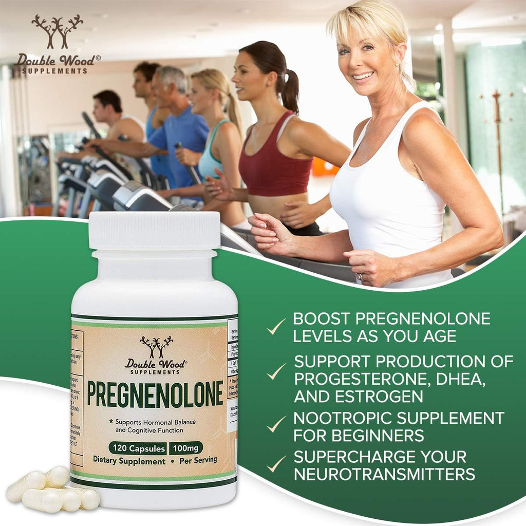 Double Wood Supplements Pregnenolone 100mg Memory & Mood - 120 Capsules - image 5