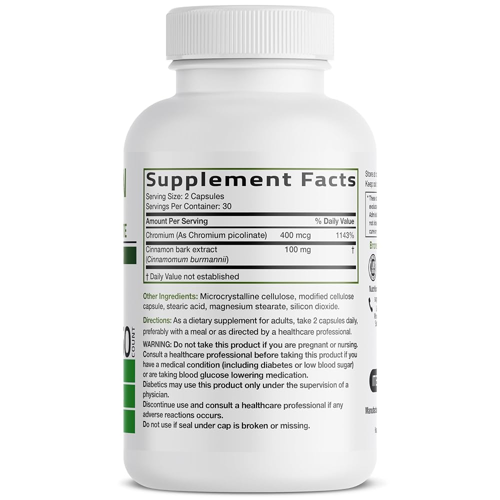 Bronson Capsule Cinnamon High Potency Chromium Soy , Gluten Free