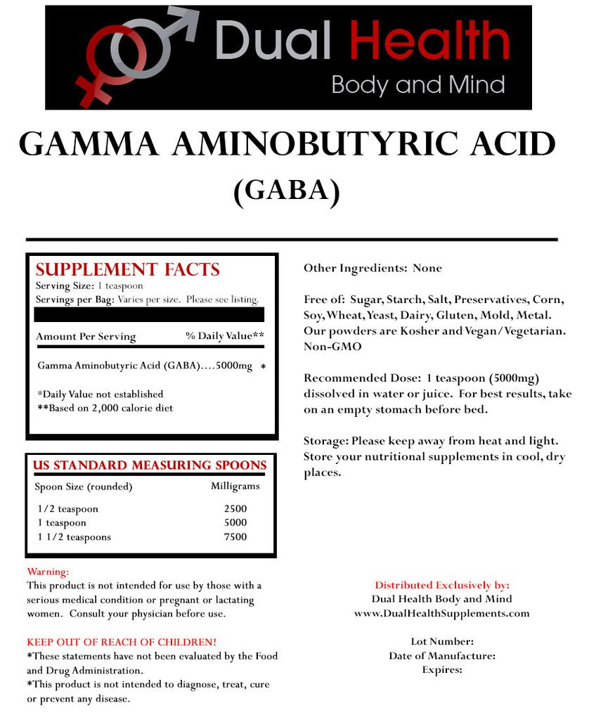 Dual Health Body & Mind Pure GABA Powder - 100 Grams - image 2