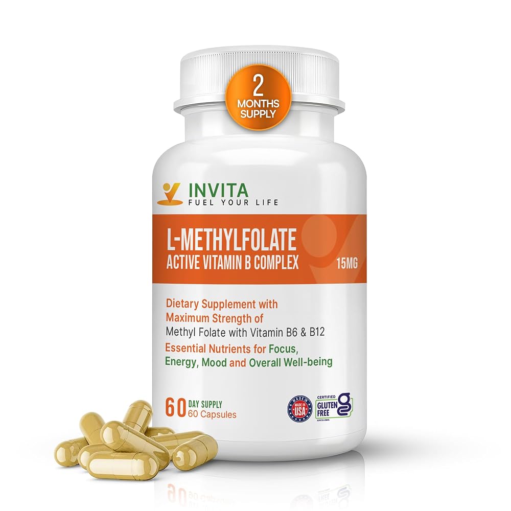 INVITA L-Methylfolate 15mg + B Complex Capsules - 60 Count