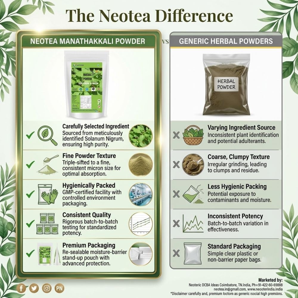 neotea Manathakkali Leaf Powder Herbal Supplement - 300g - image 2