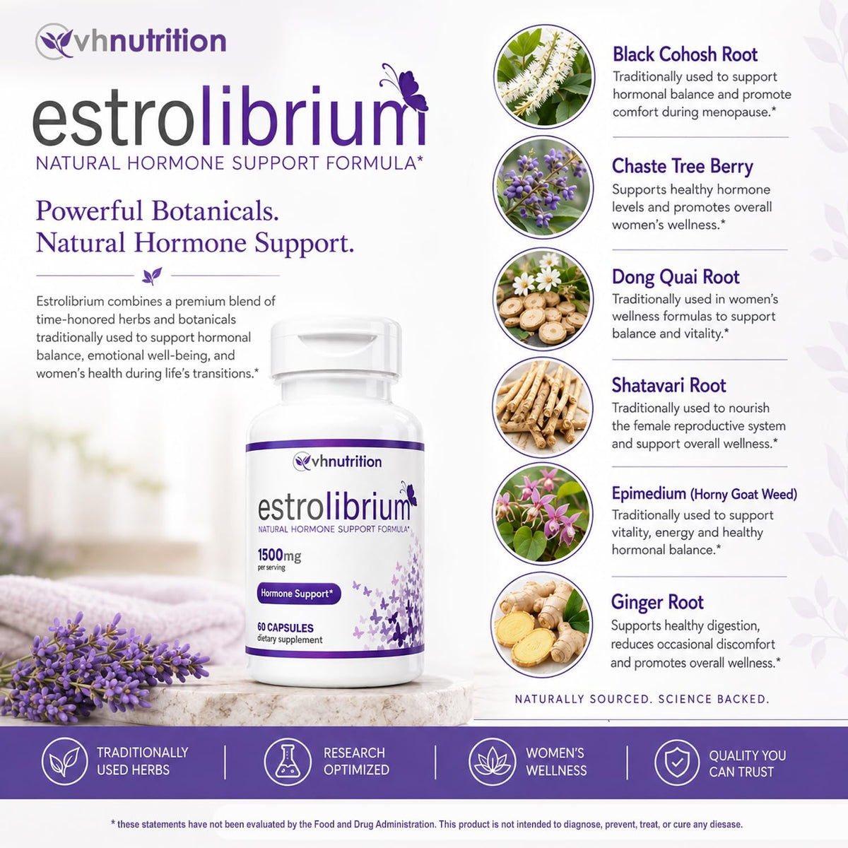 VH Nutrition ESTROLIBRIUM Hormone Balance for Women - 60 Capsules - image 4