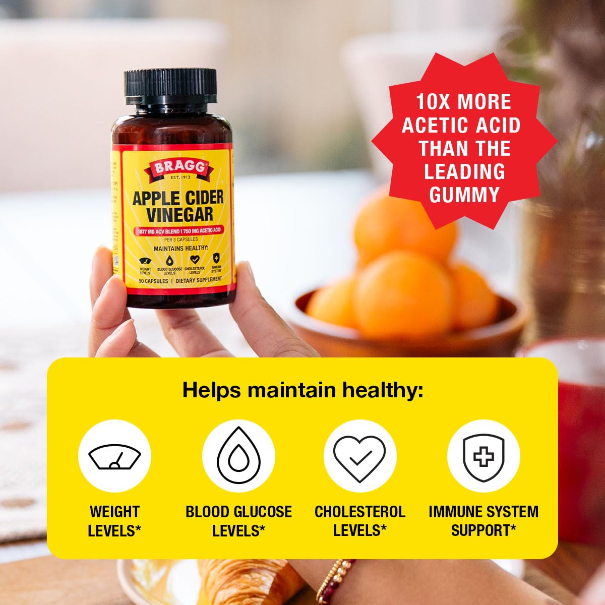 Bragg Organic Apple Cider Vinegar Capsules with Vitamin D and Zinc