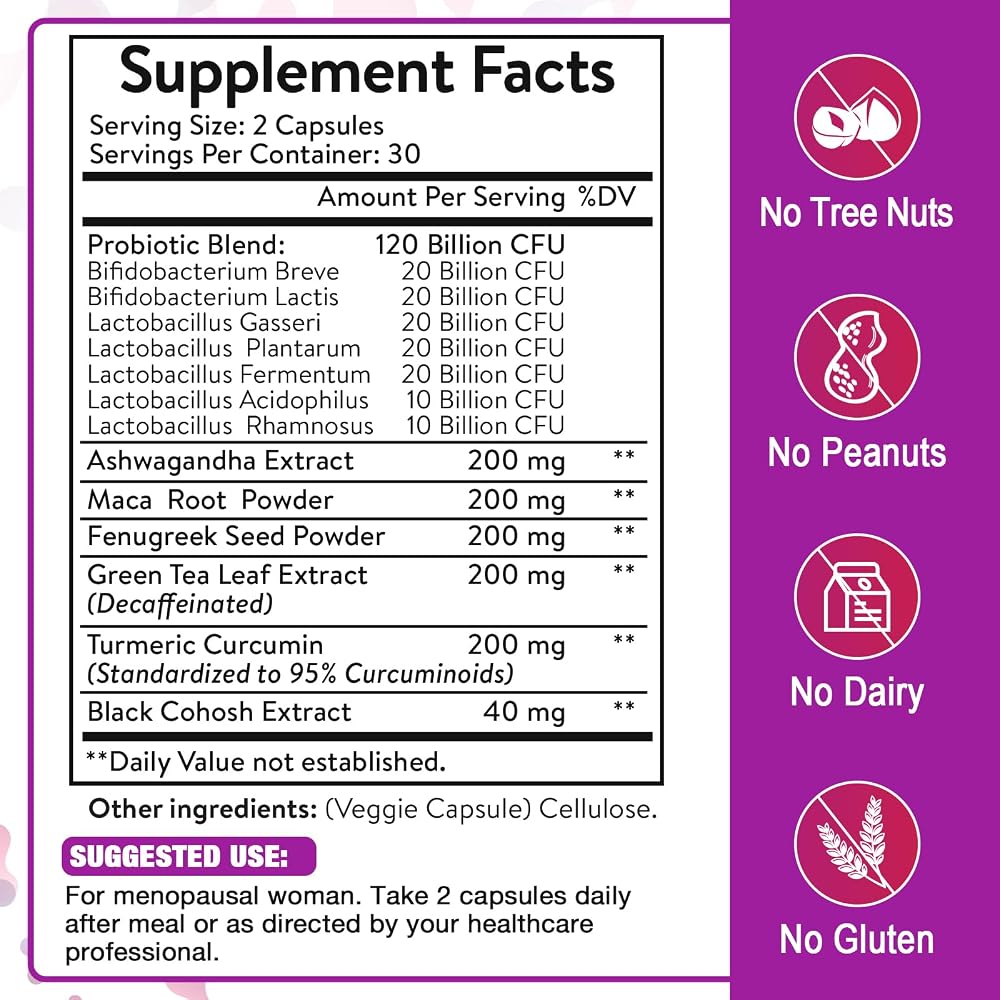 Zwllood Menopause Probiotics for Night Sweats & Mood - 60 Capsules - image 2