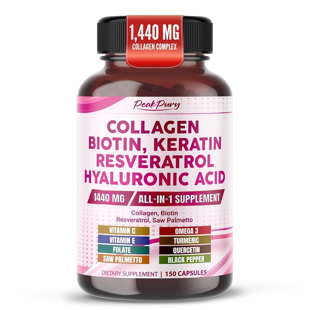 PEAKPURY Collagen 1440mg with Biotin & Keratin for Hair & Skin - 150 Capsules