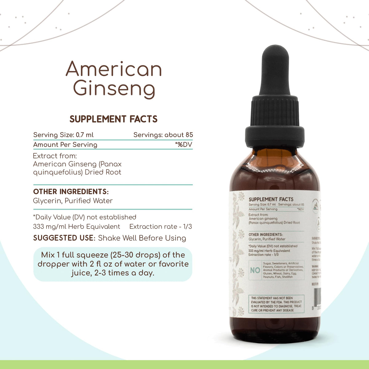 HerbEra American Ginseng Alcohol-Free Herbal Extract Tincture