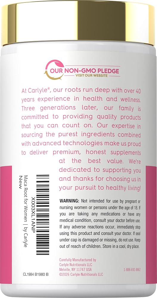Carlyle Maca Root Capsules for Women - 150 Count - image 3