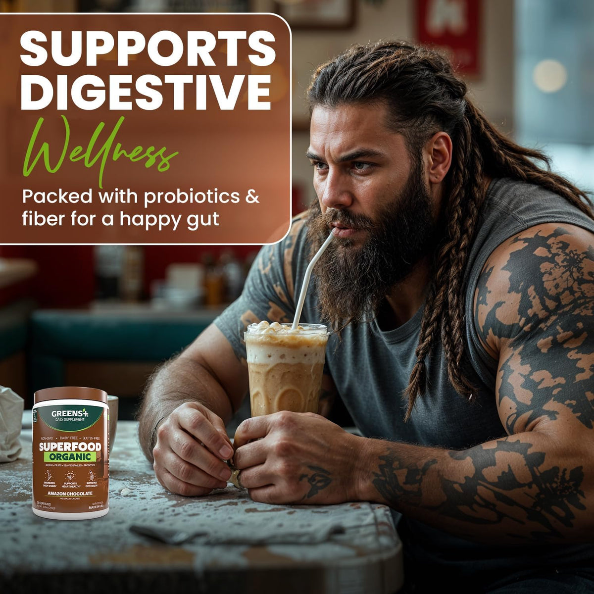 Greens+ Organic Superfood Energy Powder Chocolate Mint - 240g - image 4