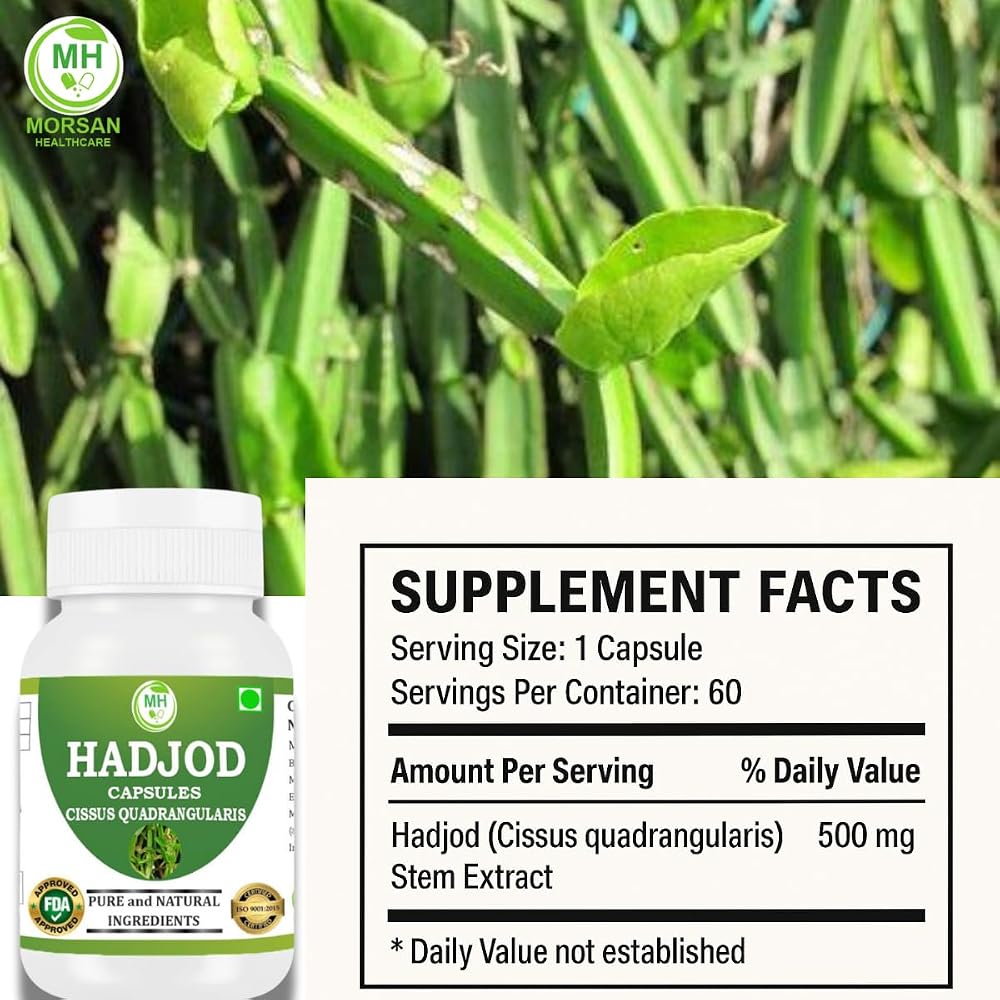 Morsan Healthcare Hadjod Cissus Quadrangularis 500mg - 120 Capsules - image 7
