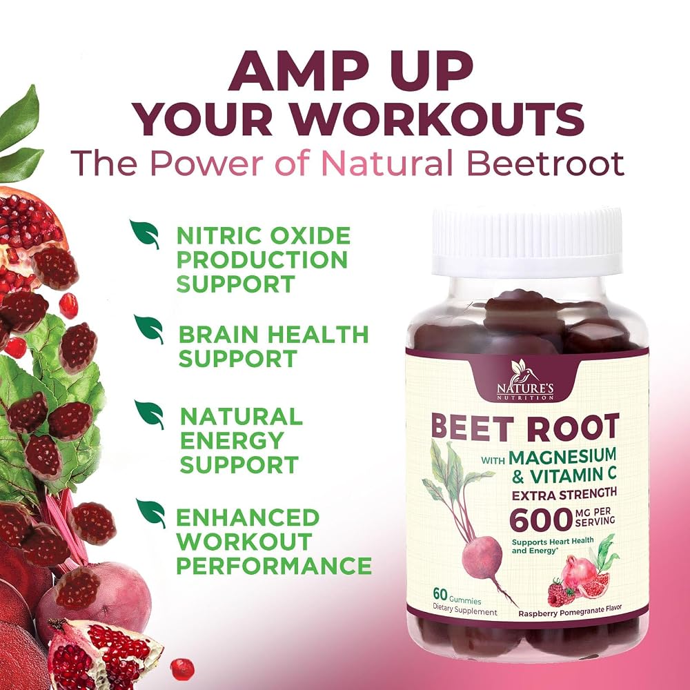 Nature's Nutrition Beet Root Gummies for Energy & Heart Health - 60 Gummies - image 5