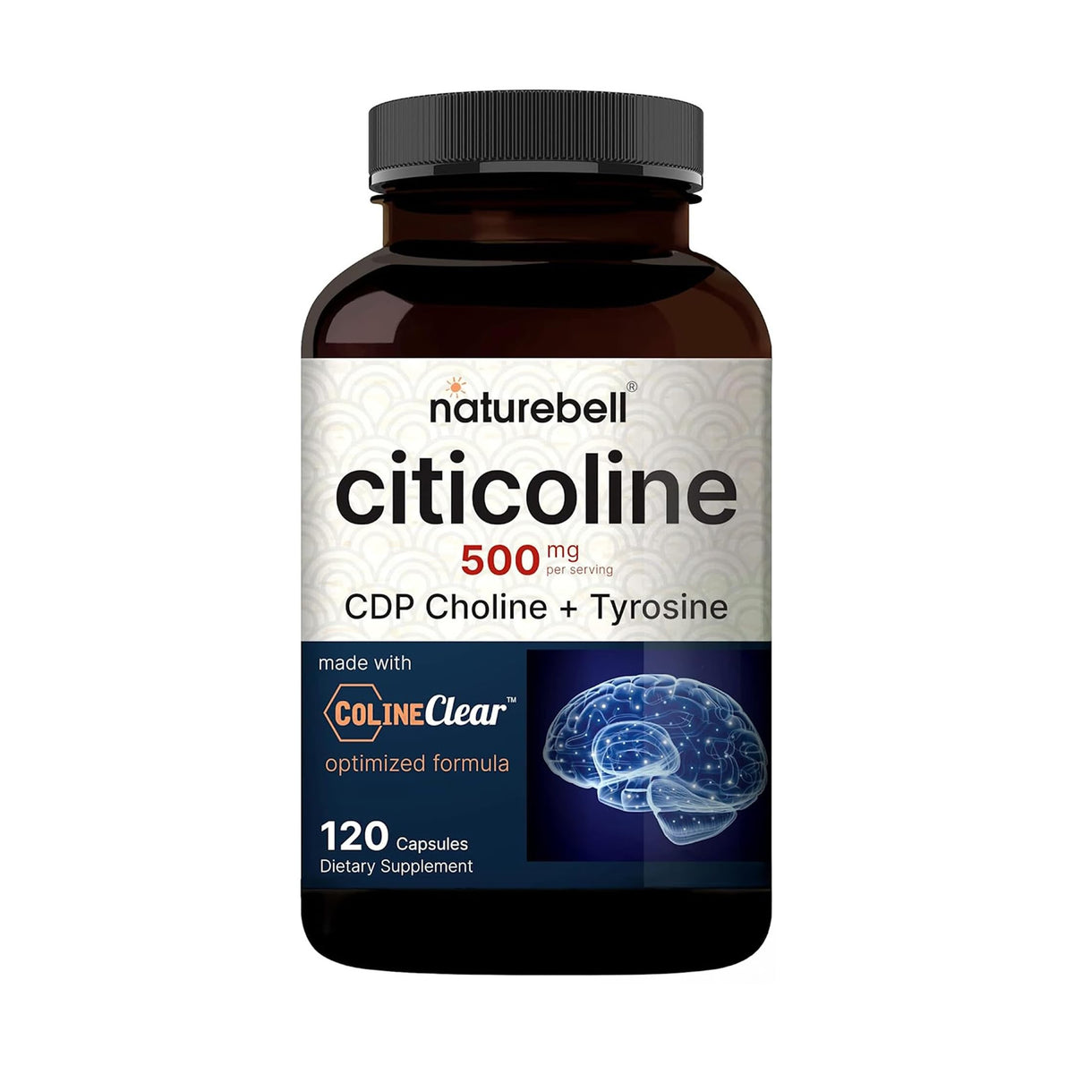 NatureBell Citicoline 500mg Brain Function Support - 120 Capsules