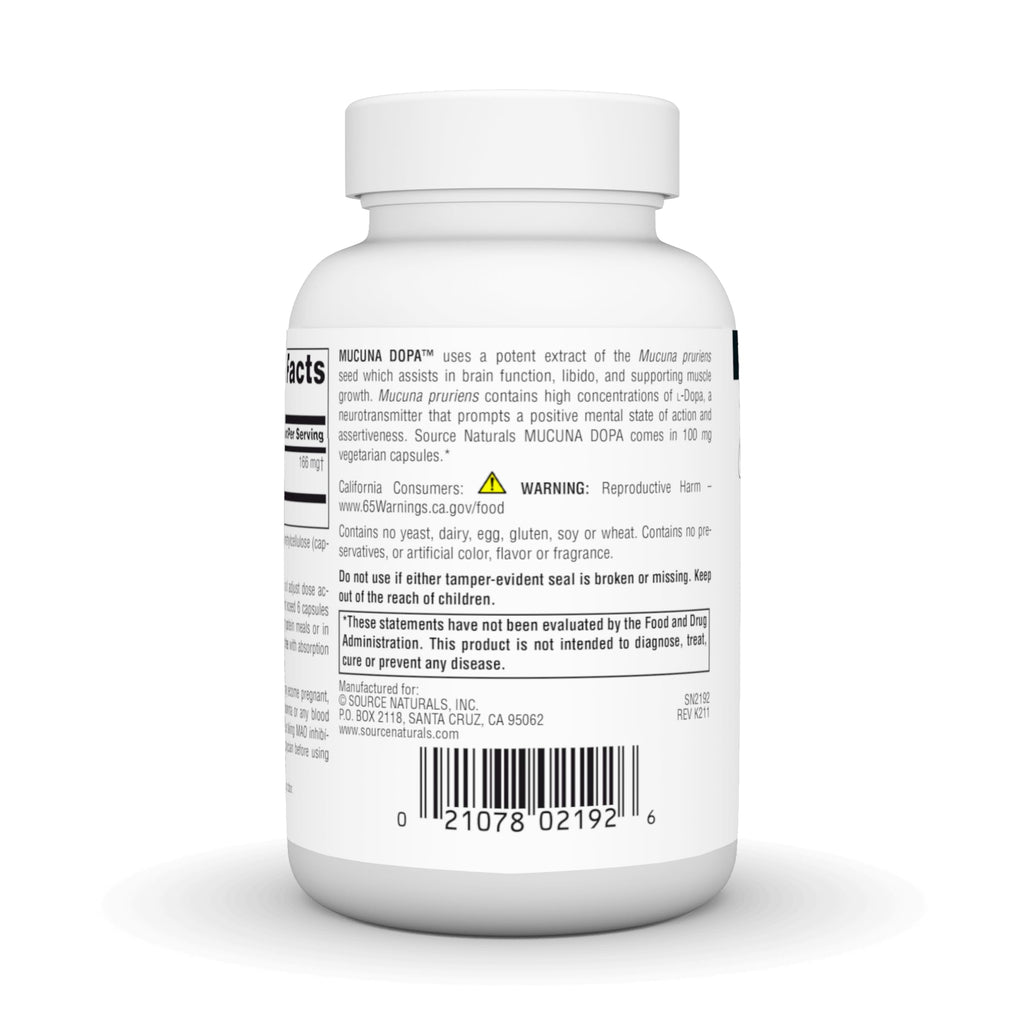Source Naturals Mucuna Dopa 100 mg - 120 Vegetarian Capsules - image 3
