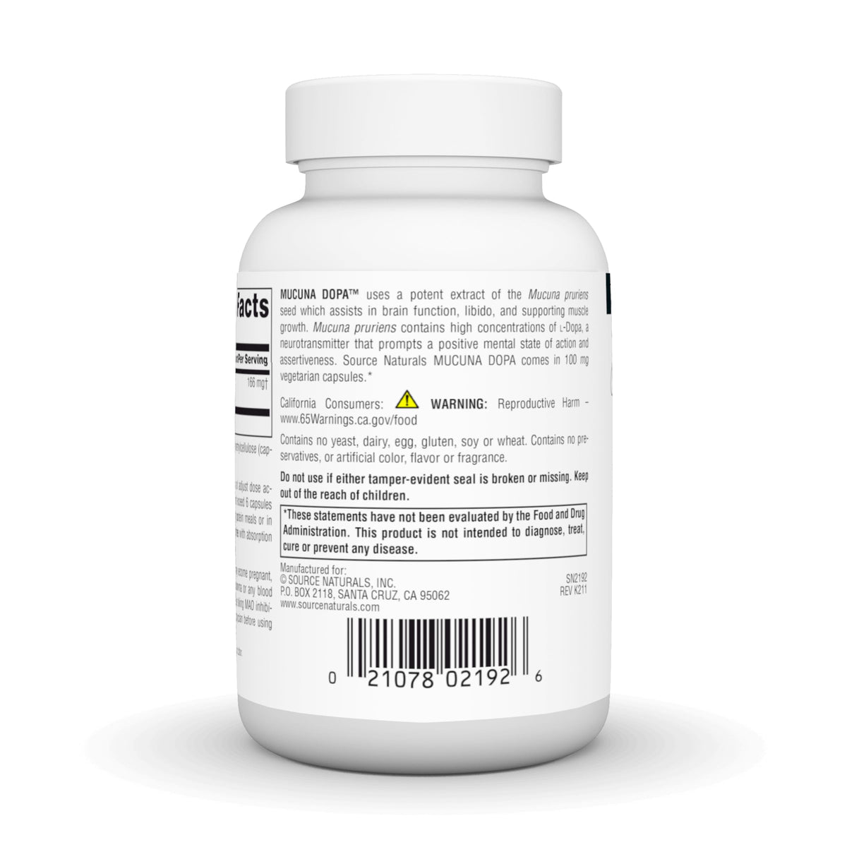 Source Naturals Mucuna Dopa 100 mg - 120 Vegetarian Capsules - image 3