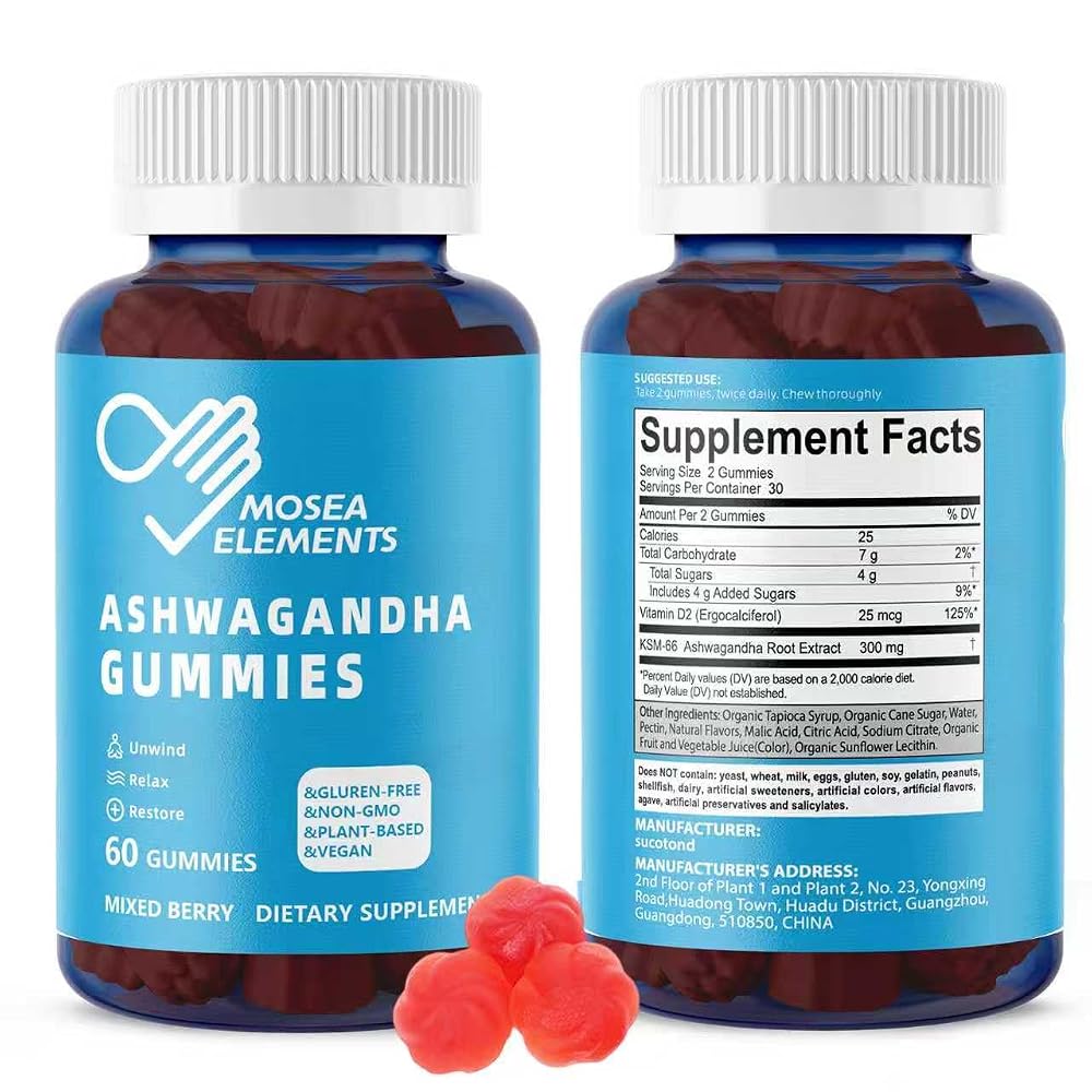 MOSEA ELEMENTS Ashwagandha Gummies with Vitamin D - 120 Count - image 3