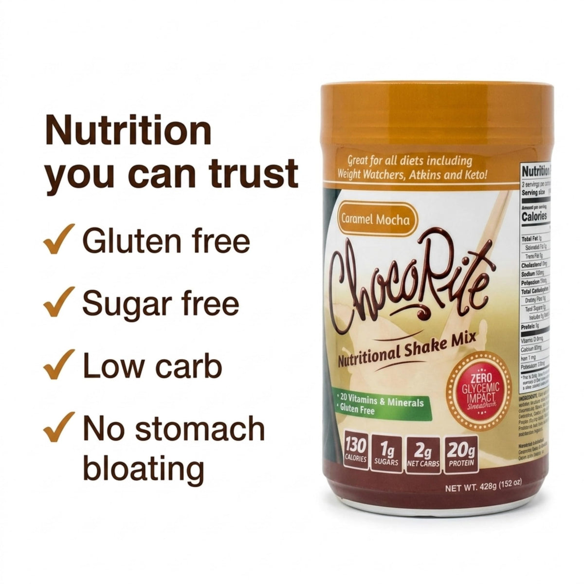 ChocoRite Caramel Mocha Protein Shake Mix - 14.7 oz - image 4