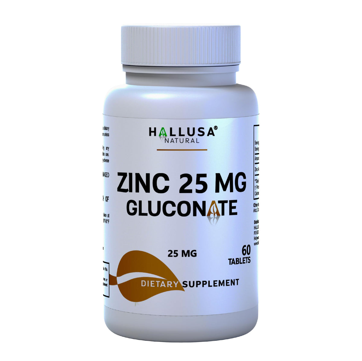 Hallusa Natural Zinc 25mg Gluconate Immune Support - 60 Tablets