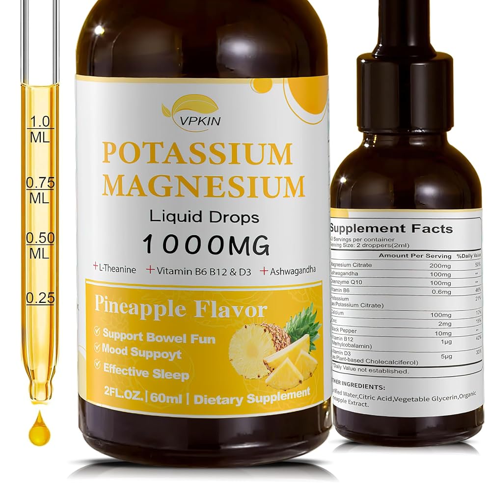 VPKIN Magnesium Liquid Drops 1000mg for Calm & Sleep - 2 FL OZ