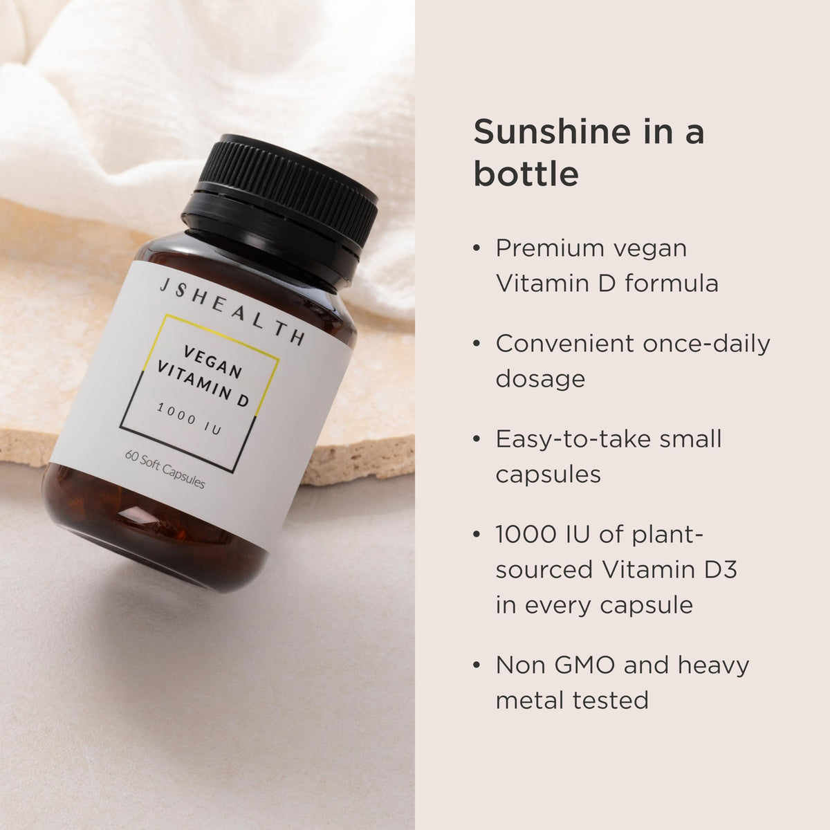 JSHealth Vitamin D3 1000IU Vegan Supplement - 60 Tablets - image 2