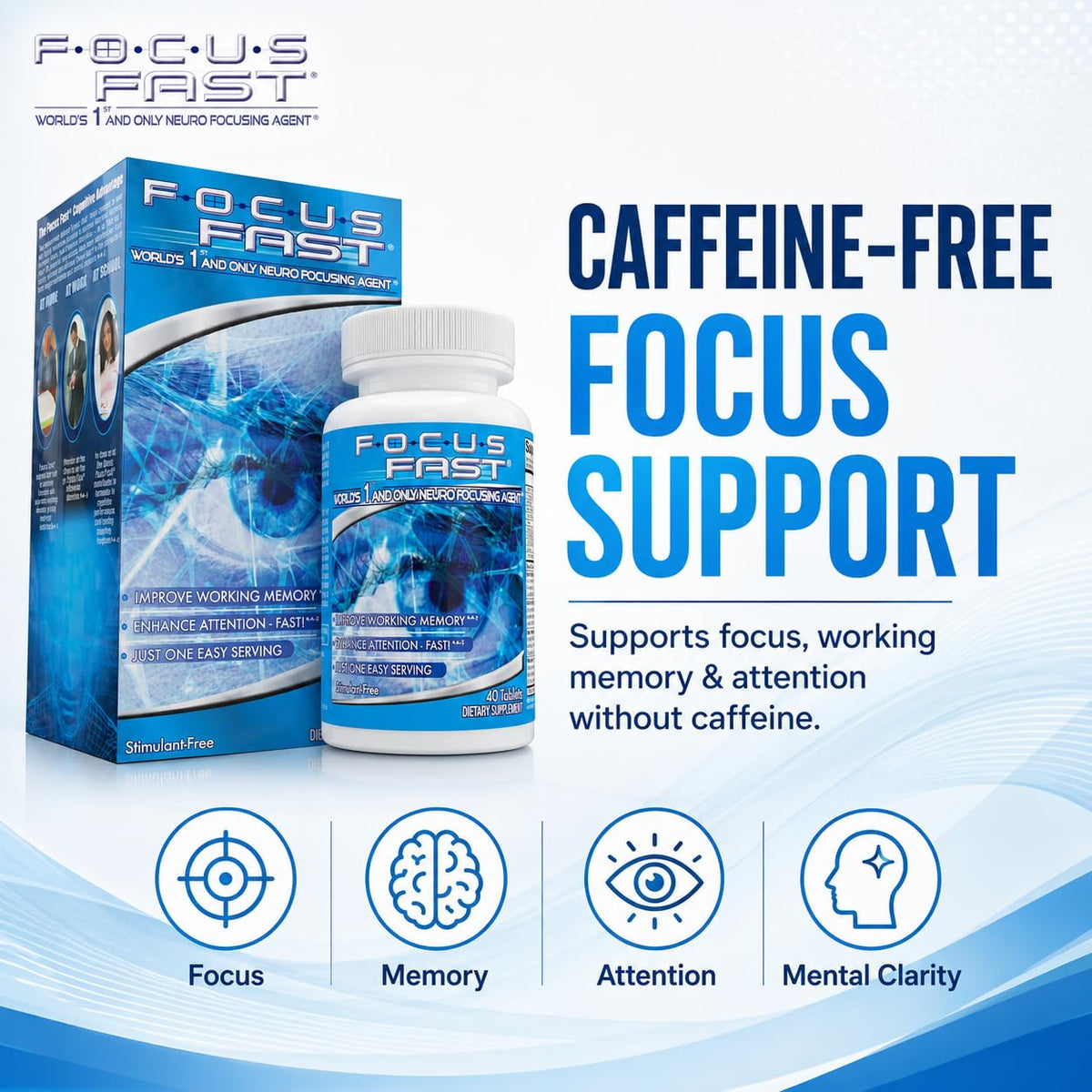 Focus Fast Brain Supplement Nootropic - 40 Tablets - image 2