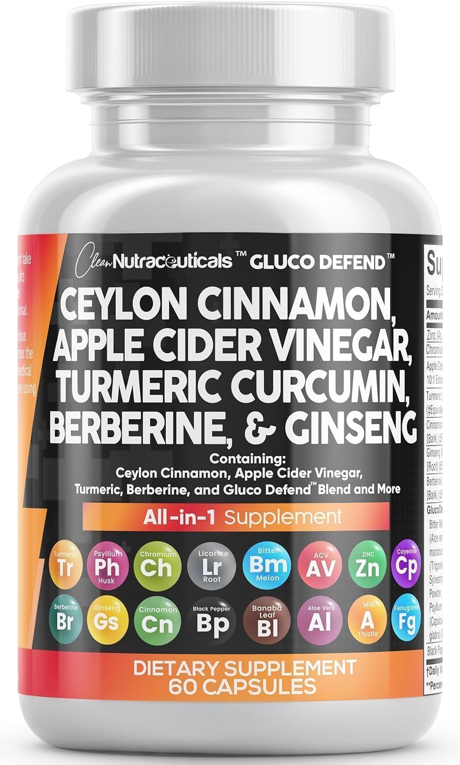 Clean Nutraceuticals Ceylon Cinnamon Berberine Turmeric 16-in-1 - 60 Capsules