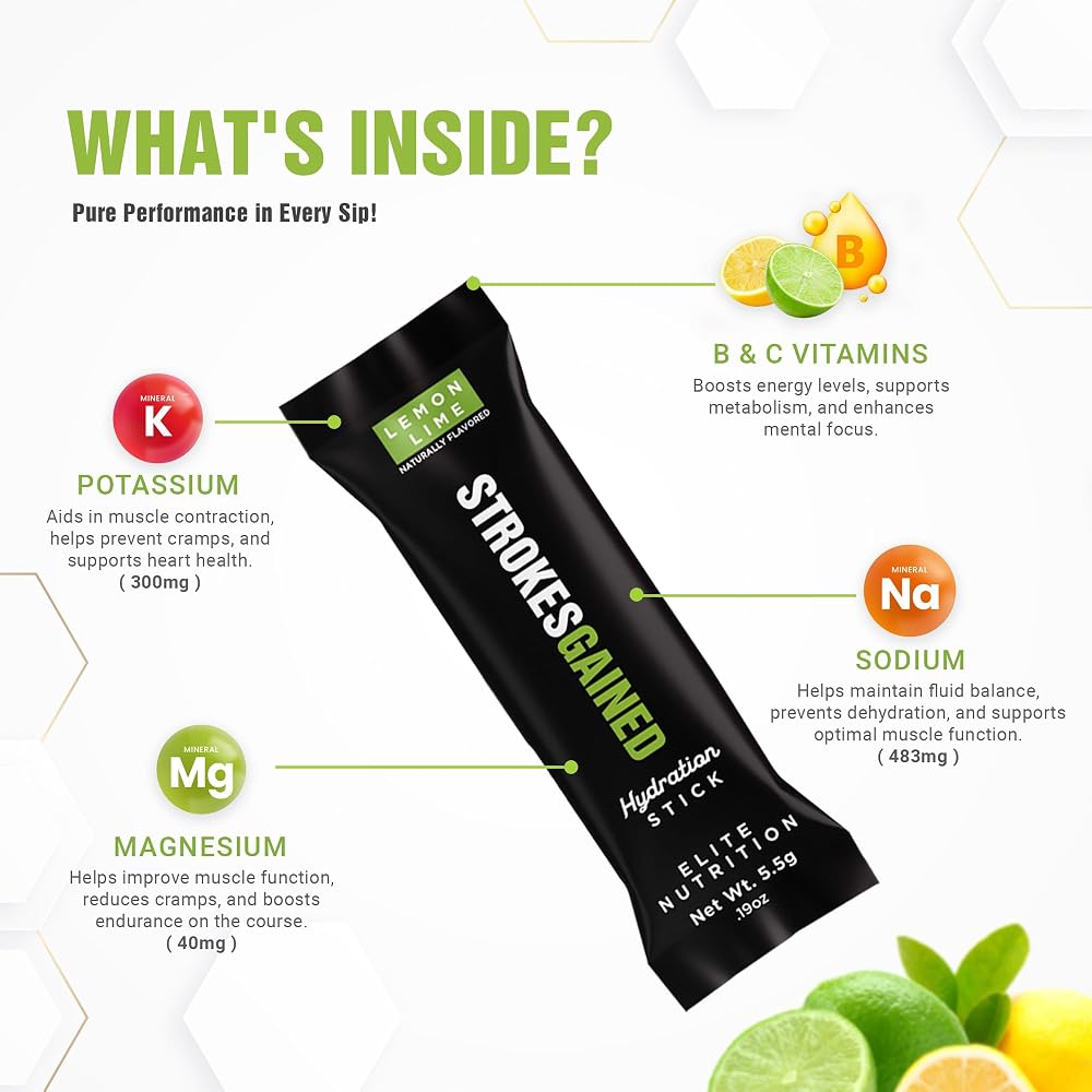 Strokes Gained Lemon Lime Electrolyte Powder - 20 Stick Packs - image 3