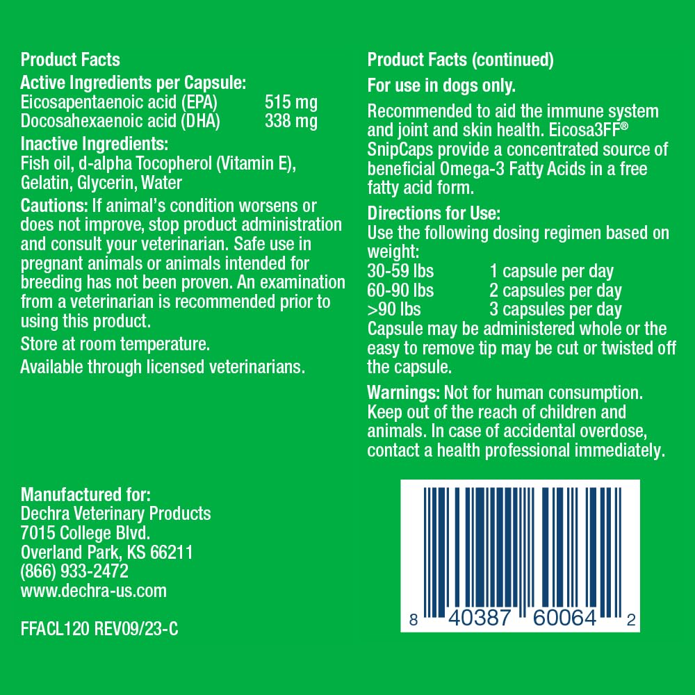 Dechra Eicosa3FF SnipCaps Omega-3 Capsules - 120 Capsules - image 2